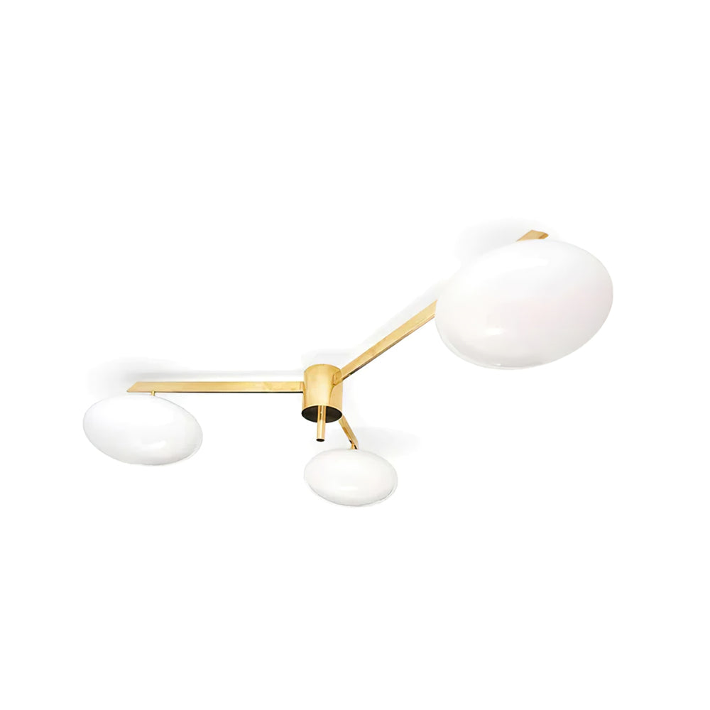 Five-Arm Flush Mount Ceiling Fixture with Milky White Shades in Warm Gold Finish for Kitchen Island Bedroom Hallway Entry Foyer Low Profile