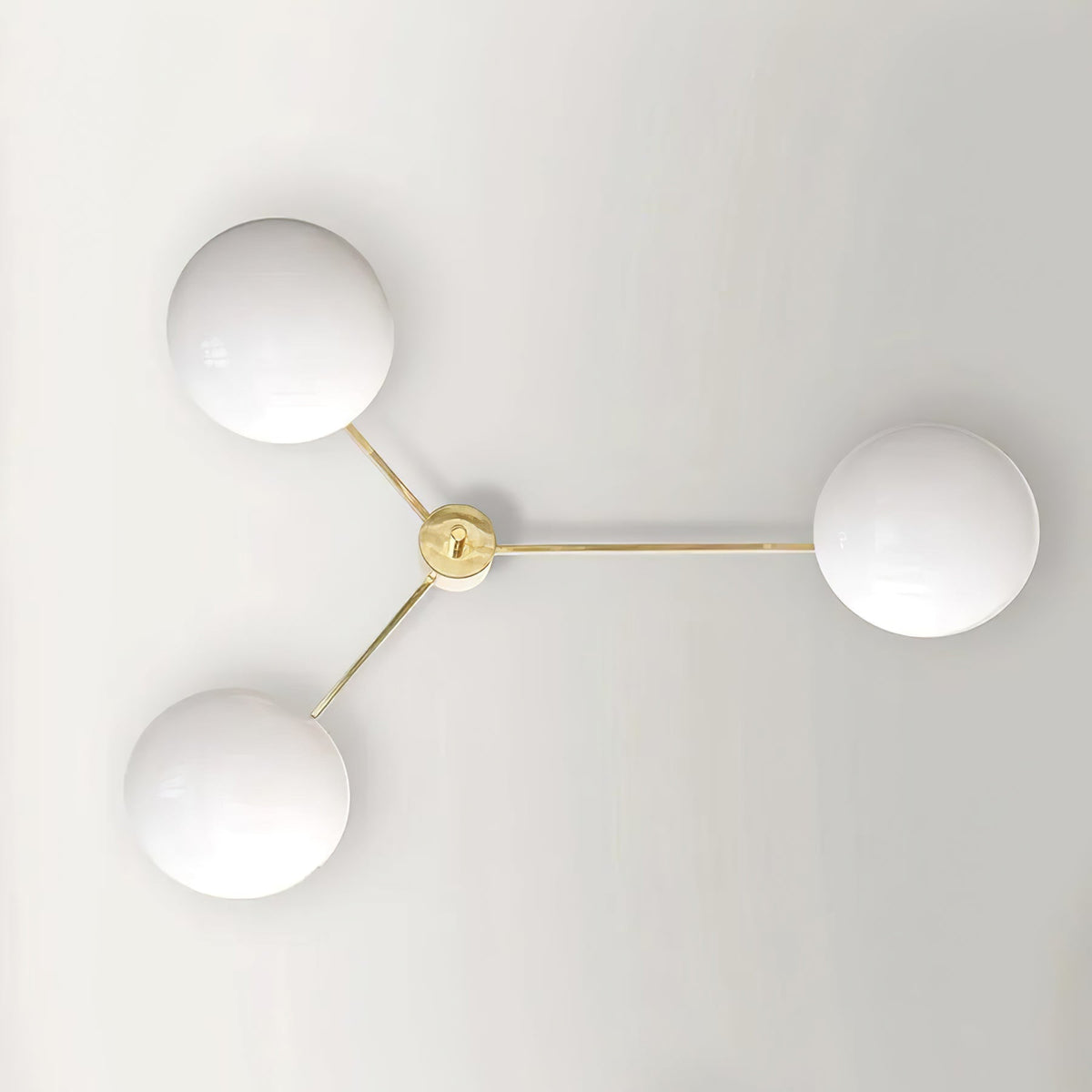 Five-Arm Flush Mount Ceiling Fixture with Milky White Shades in Warm Gold Finish for Kitchen Island Bedroom Hallway Entry Foyer Low Profile