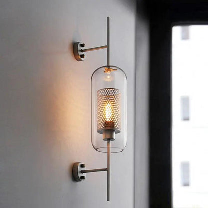 Glass Wall Sconce Light Fixture Gold Chrome Finish for Bathroom Bedroom Living Room Entryway Hallway Modern Minimalist Lighting