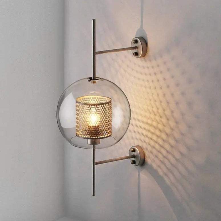Glass Wall Sconce Light Fixture Gold Chrome Finish for Bathroom Bedroom Living Room Entryway Hallway Modern Minimalist Lighting