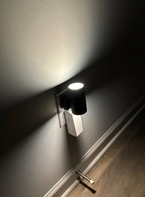 Automatic Sensor Night Light for Bedroom Hallway Black ABS Plug-In Dimmable LED Ambient Lighting 3000K Warm Glow 4.2 Inch Wall Mount