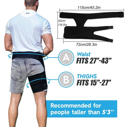 Hip Brace, Adjustable Hip and Thigh Compression Brace for Support, Breathable Thigh Brace for Daily Activity