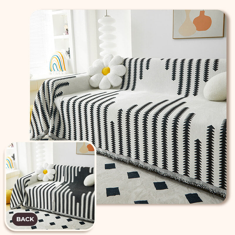 Reversible Chenille Sofa Throw Blanket | Scratch-Resistant Pet-Friendly Furniture Protector | Year-Round Soft Couch Cover for Living Room