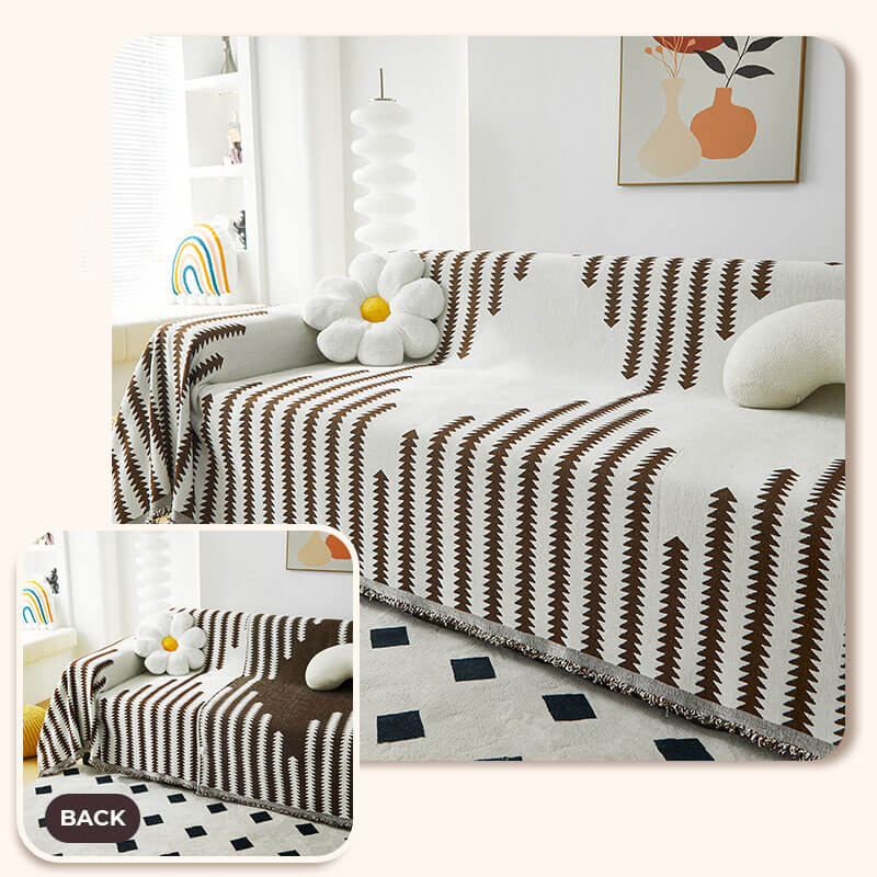 Reversible Chenille Sofa Throw Blanket | Scratch-Resistant Pet-Friendly Furniture Protector | Year-Round Soft Couch Cover for Living Room