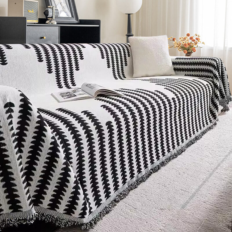 Reversible Chenille Sofa Throw Blanket | Scratch-Resistant Pet-Friendly Furniture Protector | Year-Round Soft Couch Cover for Living Room