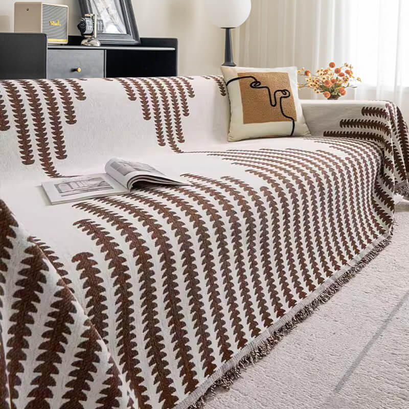 Reversible Chenille Sofa Throw Blanket | Scratch-Resistant Pet-Friendly Furniture Protector | Year-Round Soft Couch Cover for Living Room