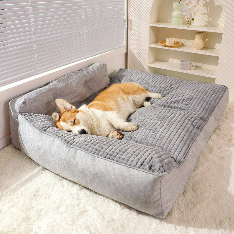 Orthopedic Pet Bed with Bolster Pillow for Dogs & Cats – Washable, Non-Slip Base, Year-Round Comfort