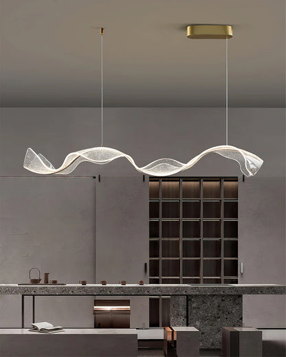 Linear LED Ceiling Light Fixture 39-59 Inch Dimmable Acrylic Pendant Lamp for Dining Room Living Room Kitchen Modern Hanging Light with Remo