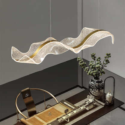 Linear LED Ceiling Light Fixture 39-59 Inch Dimmable Acrylic Pendant Lamp for Dining Room Living Room Kitchen Modern Hanging Light with Remo