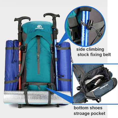 Alpivento | 70L Trekking Backpack with Rain Cover & Ergonomic Design | Perfect for Multi-Day Hikes