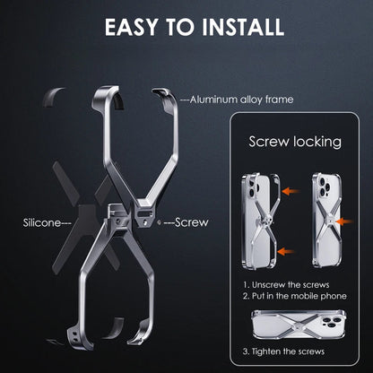 Minimalist Metal Frame Phone Case for iPhone 14, 15, 16 & 17 – Ultra-Lightweight Drop Protection with X-Frame Design