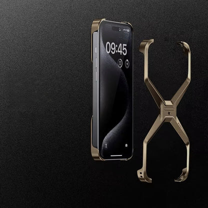 Minimalist Metal Frame Phone Case for iPhone 14, 15, 16 & 17 – Ultra-Lightweight Drop Protection with X-Frame Design