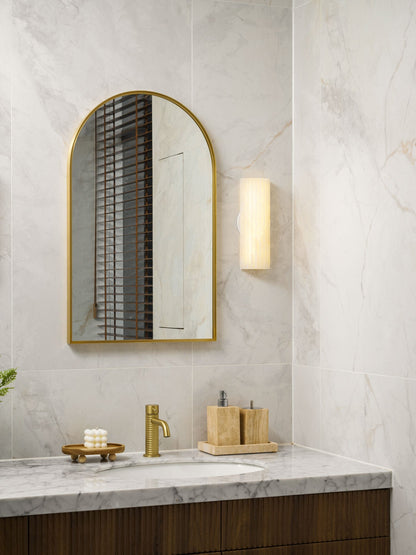 Natural Stone Wall Sconce 12 in Integrated LED Ribbed Surface Indoor Lighting Fixture for Bedroom Hallway Living Room Warm Ambient Glow