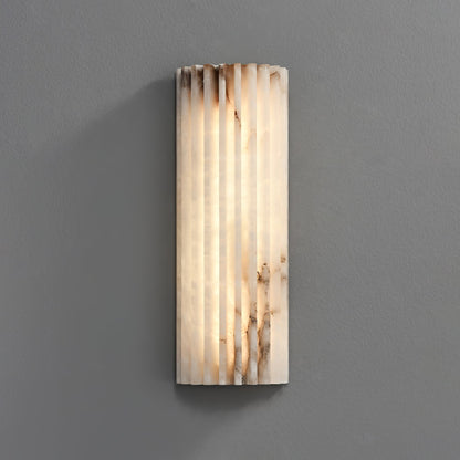 Alabaster Wall Sconce Light Fixture Cylinder Hardwired LED Integrated White Warm Neutral Cool Temperature Modern Accent for Bedroom