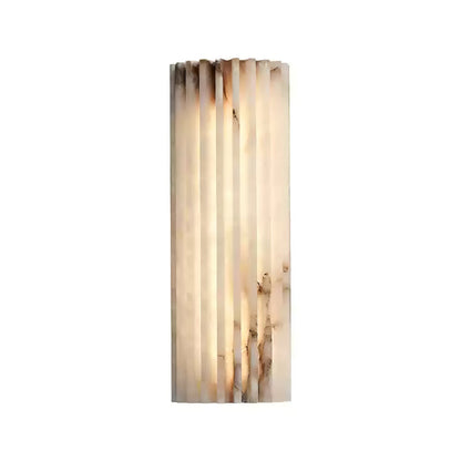 Alabaster Wall Sconce Light Fixture Cylinder Hardwired LED Integrated White Warm Neutral Cool Temperature Modern Accent for Bedroom