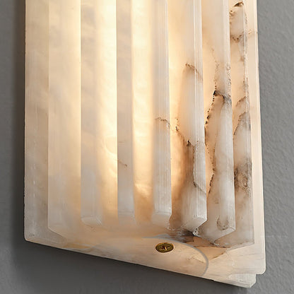Alabaster LED Sconce 12 Inch Vertical Stone Wall Light for Vanity Hallway Bedroom Soft Glow Ambient Fixture Hardwired Modern Indoor Lighting