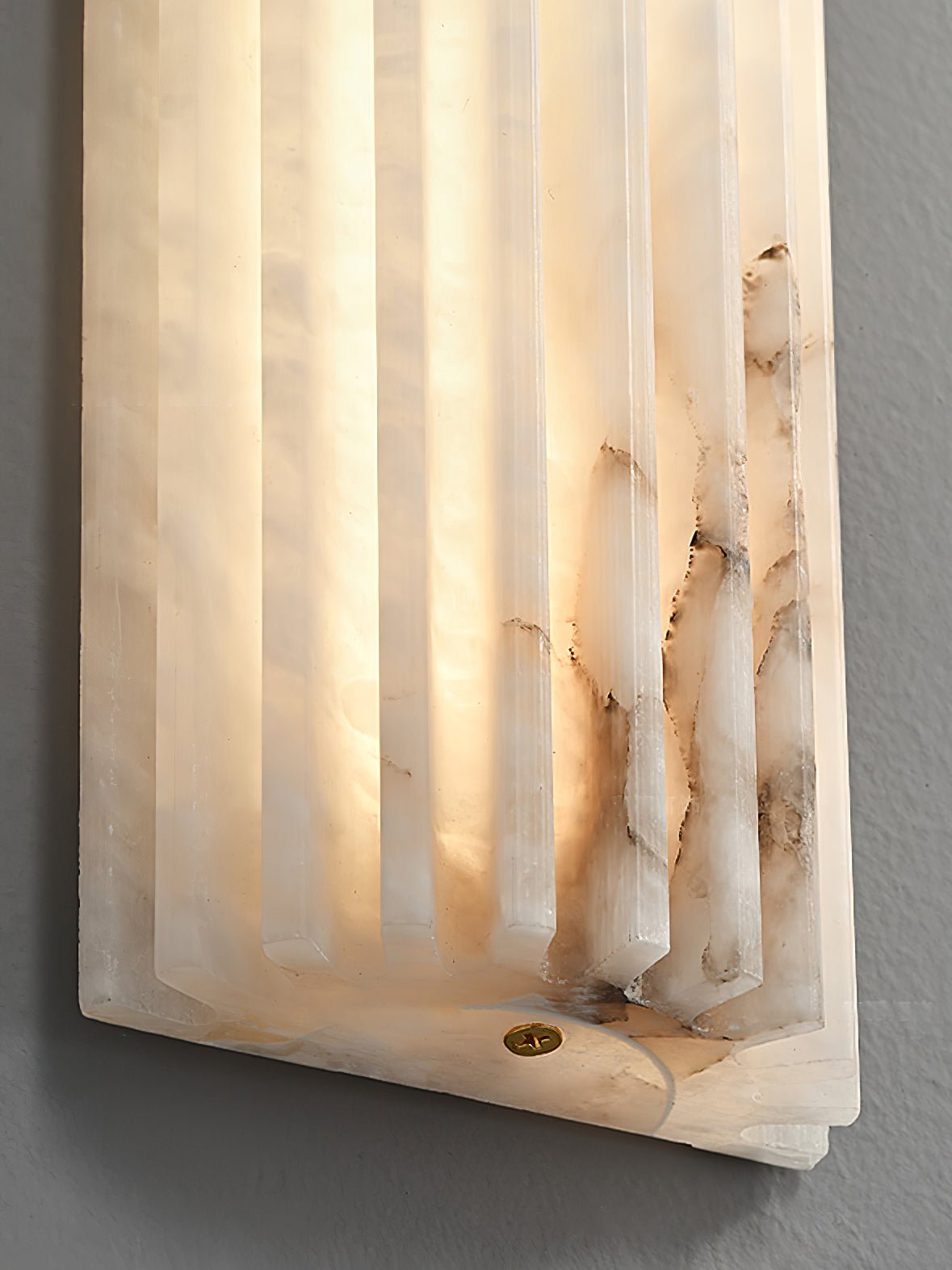 Natural Stone Wall Sconce 12 in Integrated LED Ribbed Surface Indoor Lighting Fixture for Bedroom Hallway Living Room Warm Ambient Glow