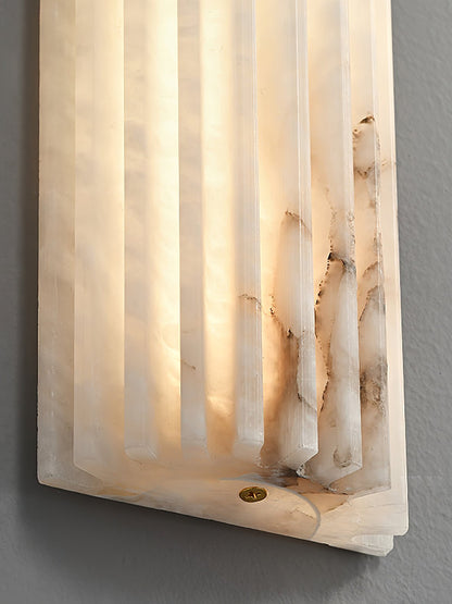 Natural Stone Wall Sconce 12 in Integrated LED Ribbed Surface Indoor Lighting Fixture for Bedroom Hallway Living Room Warm Ambient Glow
