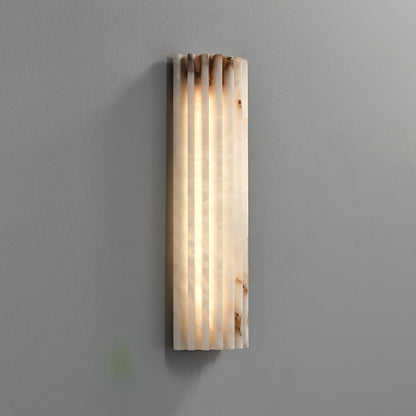 Alabaster LED Sconce 12 Inch Vertical Stone Wall Light for Vanity Hallway Bedroom Soft Glow Ambient Fixture Hardwired Modern Indoor Lighting