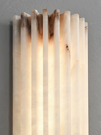 Alabaster Wall Sconce Light Fixture Cylinder Hardwired LED Integrated White Warm Neutral Cool Temperature Modern Accent for Bedroom