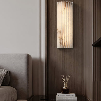 Alabaster LED Sconce 12 Inch Vertical Stone Wall Light for Vanity Hallway Bedroom Soft Glow Ambient Fixture Hardwired Modern Indoor Lighting