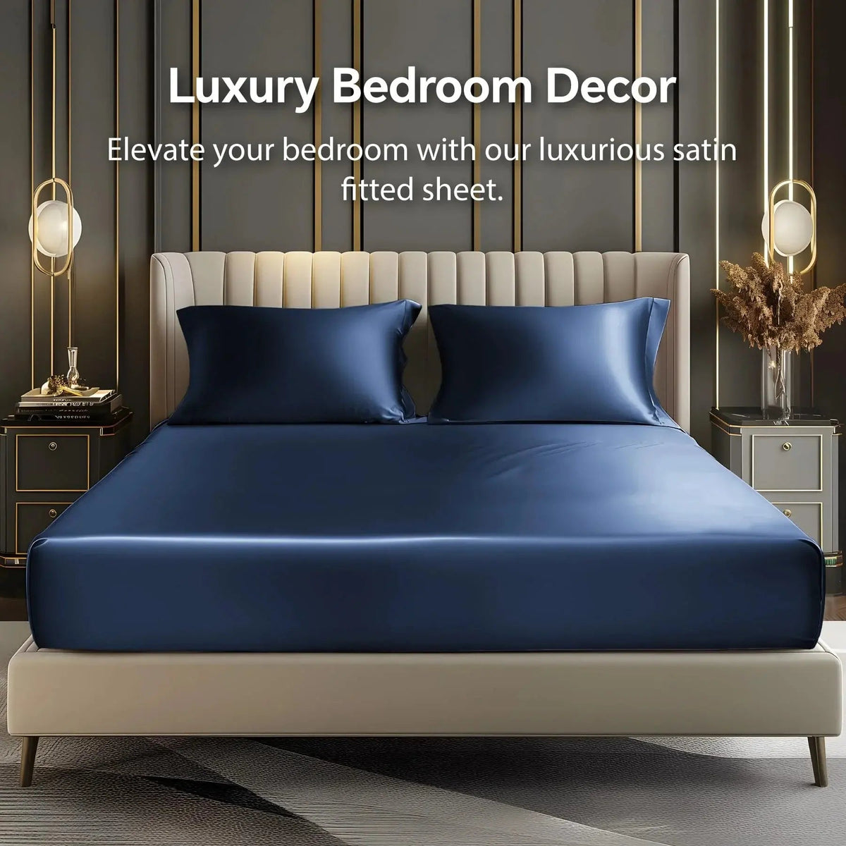 Elegant Home | Deep Pocket Fitted Sheet Set with Luxurious Satin | Soft Bedding for Ultimate Comfort