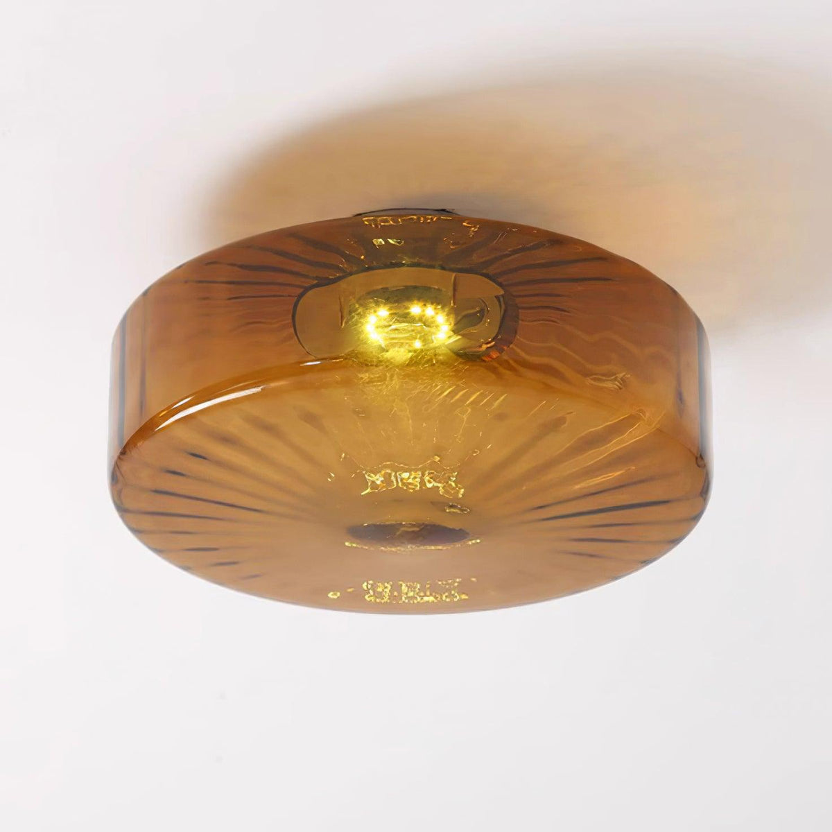 Flush Mount LED Ceiling Light Fixture 15 inch Amber Glass Chrome Finish Warm White for Bedroom Hallway Bathroom