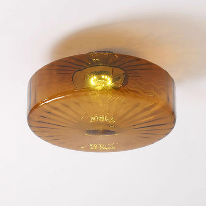Flush Mount LED Ceiling Light Fixture 15 inch Amber Glass Chrome Finish Warm White for Bedroom Hallway Bathroom