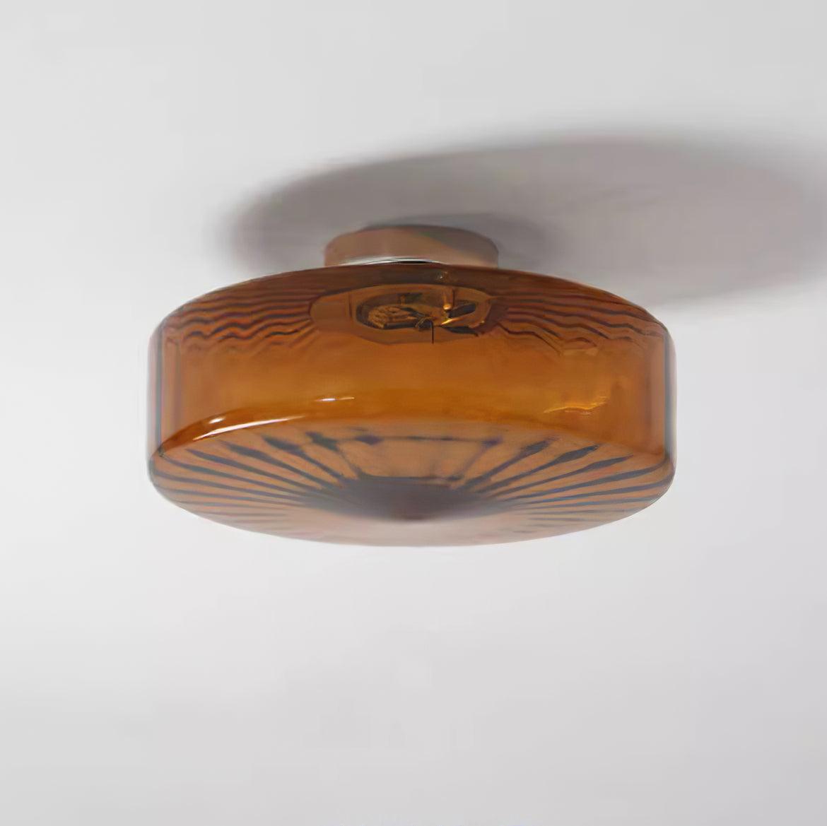 Flush Mount LED Ceiling Light Fixture 15 inch Amber Glass Chrome Finish Warm White for Bedroom Hallway Bathroom