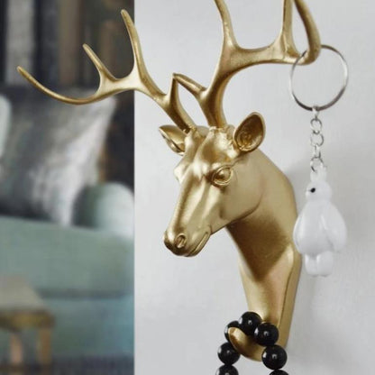 Animal Head Wall Hook Resin Sculpture Gold White Black Entryway Coat Key Towel Holder Storage Organizer for Bathroom Bedroom Modern Home Dec