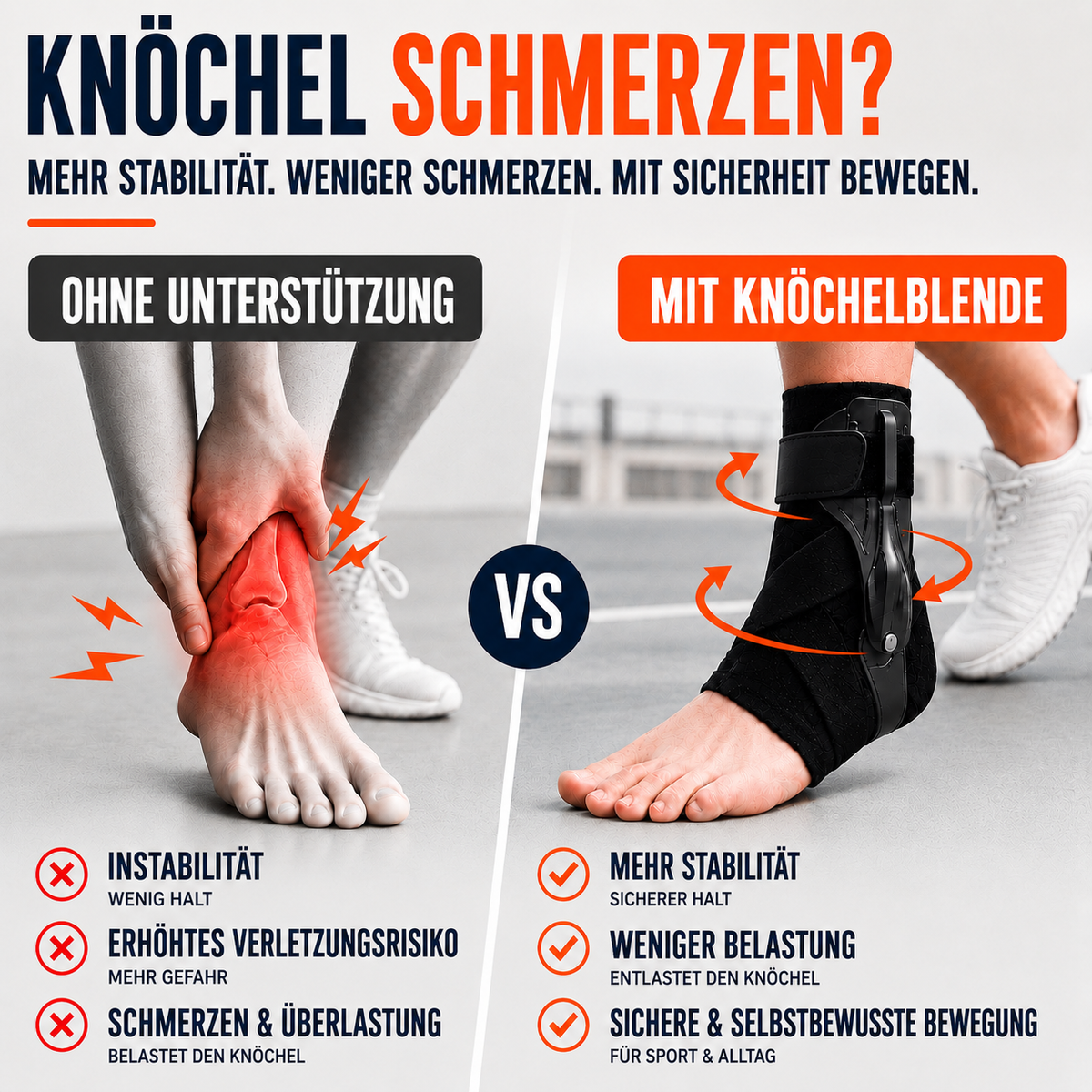 Chevillère réglable avec sangles de compression pour le sport et la récupération – Stabilisateur respirant pour la course, le basketball et le football