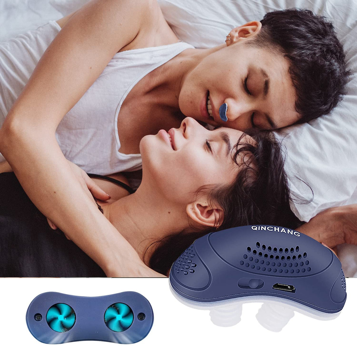Compact Nasal Sleep Aid Device with Rechargeable Battery and Quiet Micro-Fan Technology for Better Rest