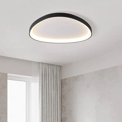 Plafonnier LED encastré ovale en métal de 17 po avec température de couleur réglable et intensité variable pour chambres, entrées et maisons contemporaines