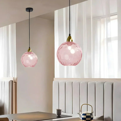 Spherical Glass Ceiling Fixture E26 Socket 8-Inch Gray Shade for Dining Areas Bedrooms Kitchens Adjustable Cord Ambient Fixture