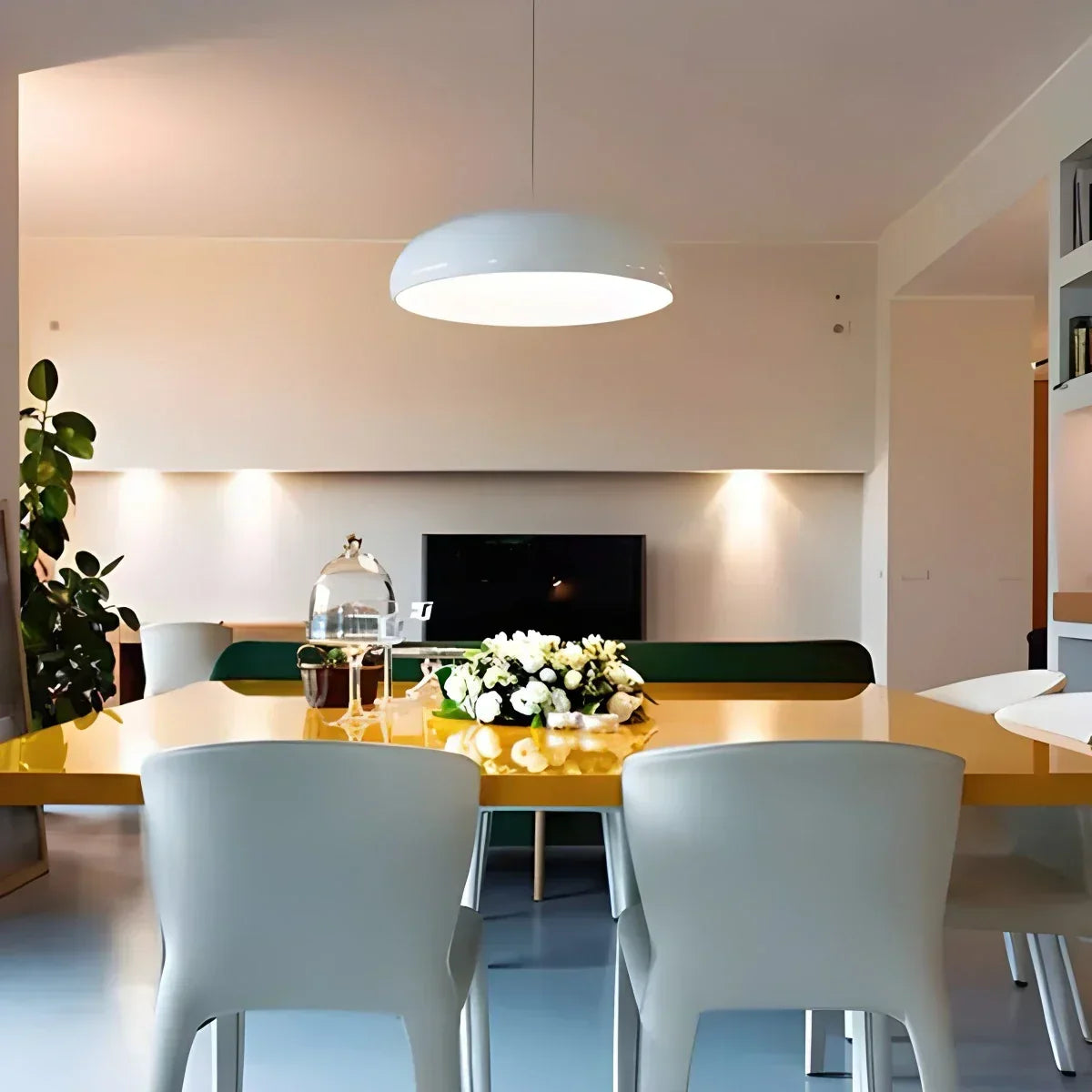 Plafonnier LED à modes d'éclairage commutables pour îlots de cuisine, salles à manger et espaces de vie ouverts – Lampe de plafond ronde en métal brillant en