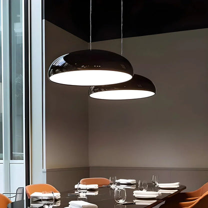 Plafonnier LED à modes d'éclairage commutables pour îlots de cuisine, salles à manger et espaces de vie ouverts – Lampe de plafond ronde en métal brillant en