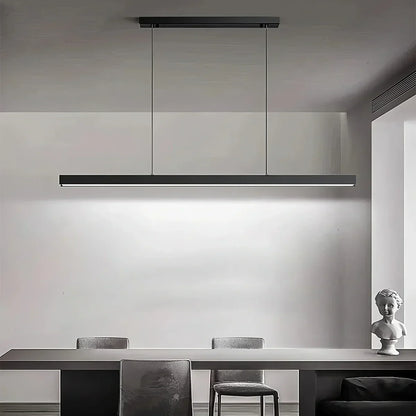 Linear LED Ceiling Fixture Black Aluminum Hanging Light for Dining Room Kitchen Island Office Desk Modern Minimalist Suspended Lamp Adjustab