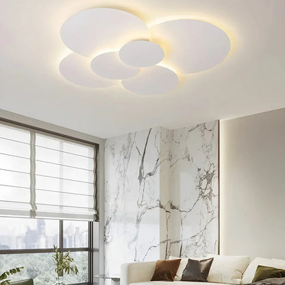 Plafonnier LED plat à disque superposé avec télécommande – Température de couleur et intensité réglables pour chambre, salle de bain, salon – Contour blanc