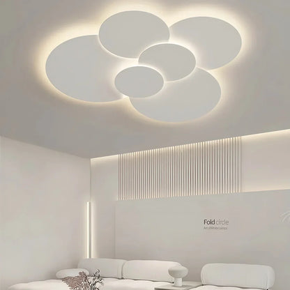 Plafonnier LED plat à disque superposé avec télécommande – Température de couleur et intensité réglables pour chambre, salle de bain, salon – Contour blanc