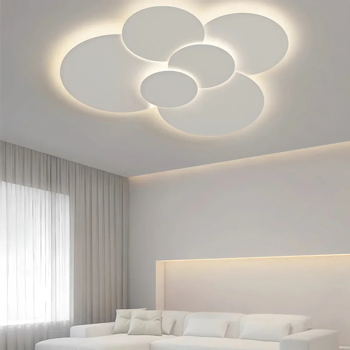 Plafonnier LED plat à disque superposé avec télécommande – Température de couleur et intensité réglables pour chambre, salle de bain, salon – Contour blanc