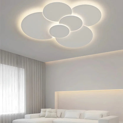 Plafonnier LED plat à disque superposé avec télécommande – Température de couleur et intensité réglables pour chambre, salle de bain, salon – Contour blanc