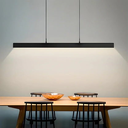 Linear LED Ceiling Fixture Black Aluminum Hanging Light for Dining Room Kitchen Island Office Desk Modern Minimalist Suspended Lamp Adjustab