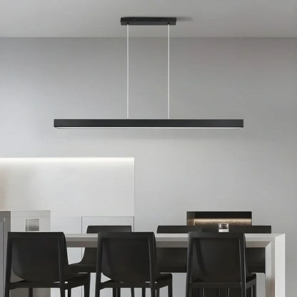 Linear LED Ceiling Fixture Black Aluminum Hanging Light for Dining Room Kitchen Island Office Desk Modern Minimalist Suspended Lamp Adjustab
