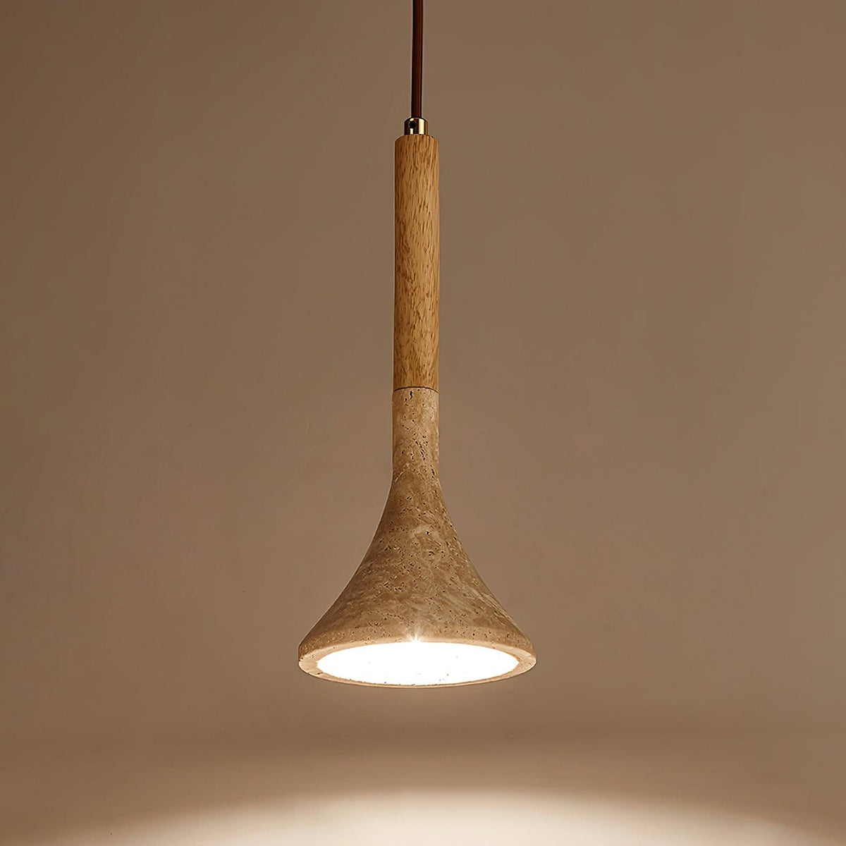 Suspension en pierre naturelle | Luminaire compact de 13 cm pour comptoirs, tables de chevet et coins repas | Cordon réglable | Éclat ambiant chaleureux