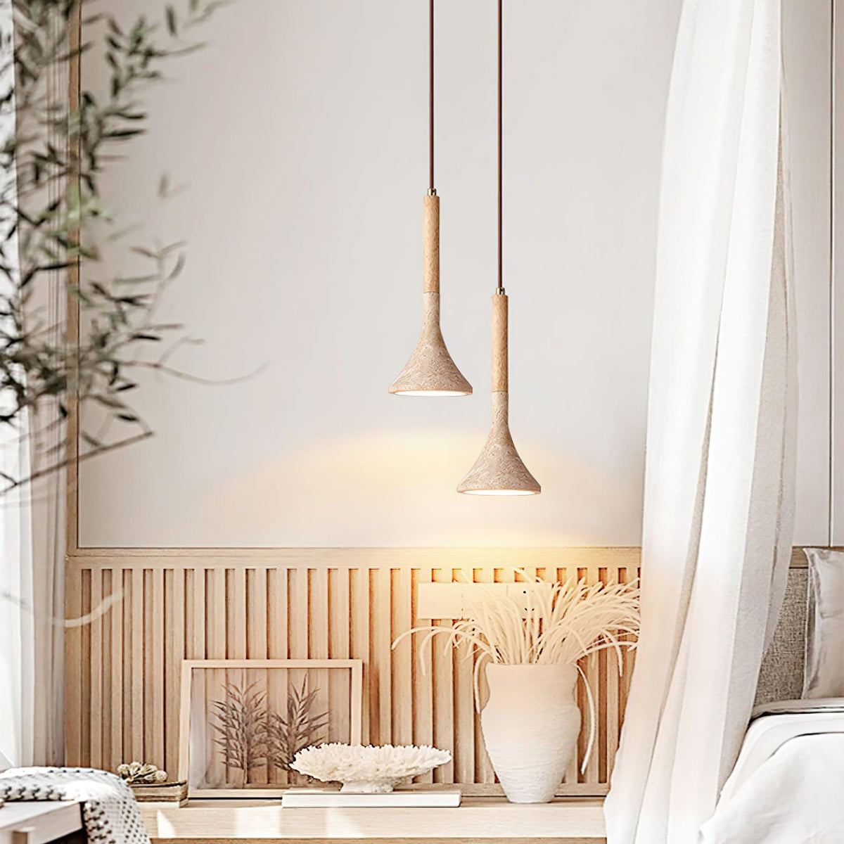 Suspension en pierre naturelle | Luminaire compact de 13 cm pour comptoirs, tables de chevet et coins repas | Cordon réglable | Éclat ambiant chaleureux