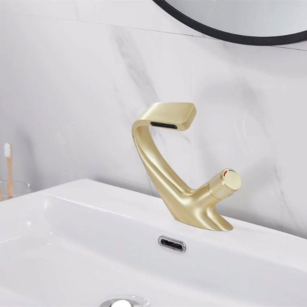 AQUAVEL – Modern Brass Waterfall Basin Mixer for Elegant Bathroom Design