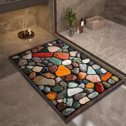Rapid-Dry Stone Floor Mat 24x35 Inches Non-Slip Absorbent Rug for Shower Bath Entry Kitchen Hallway High-Traffic Wet Areas