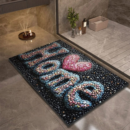 Rapid-Dry Stone Floor Mat 24x35 Inches Non-Slip Absorbent Rug for Shower Bath Entry Kitchen Hallway High-Traffic Wet Areas