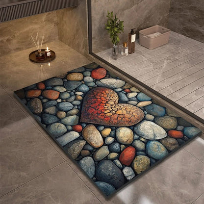 Water-Absorbing Floor Mat for Shower & Sink Areas Stone-Look Anti-Slip Rug for Kitchens Bathrooms Entryways Moisture Control