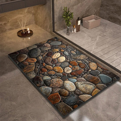 Water-Absorbing Floor Mat for Shower & Sink Areas Stone-Look Anti-Slip Rug for Kitchens Bathrooms Entryways Moisture Control